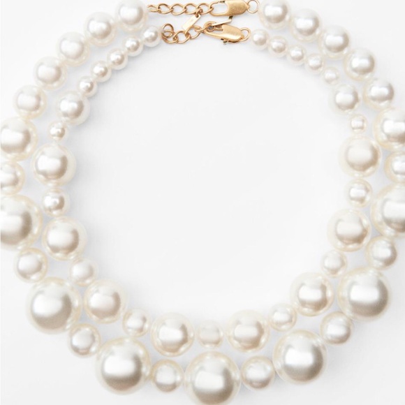 ZARA Women's 2-pack of Pearl Necklaces(Pearl marl, One Size) - Picture 3 of 10
